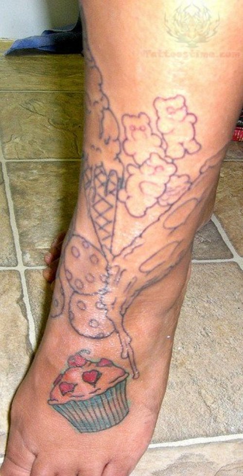 Ice Cream Tattoo on Left Foot